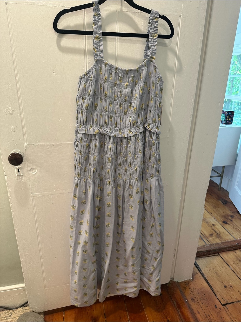 Universal Thread Light Blue Maxi Dress with Yellow Floral Print